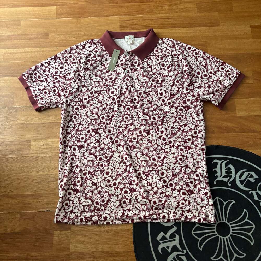NWT J. Crew Floral Pattern Short Sleeve Polo Shirt